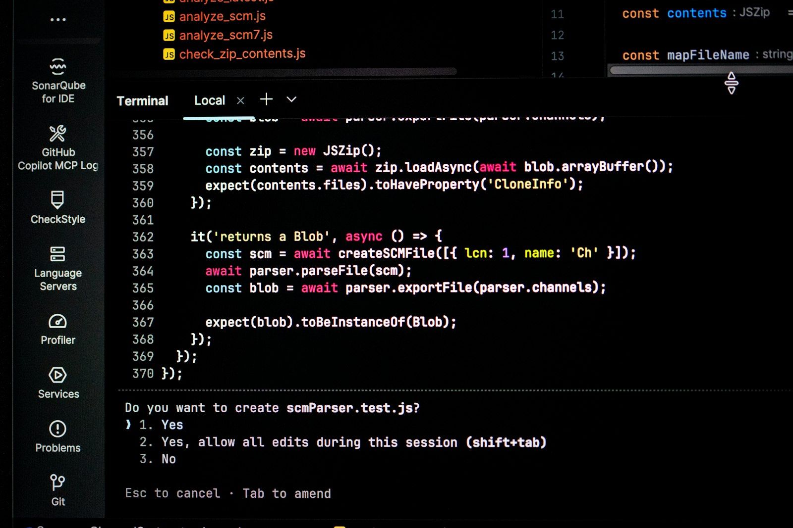 Computer screen displaying code and terminal prompts
